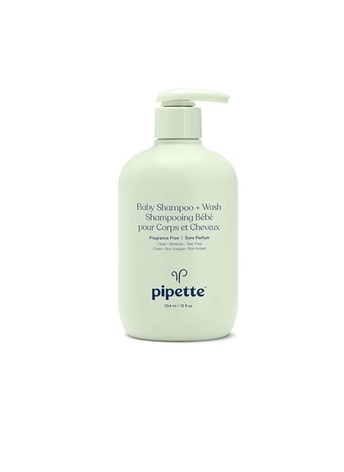 pipette Baby Shampoo and Body Wash - Fragrance Free, Tear-Free Bath Time, Hypoallergenic, Moisturizing Plant-Derived Squalane, New Formula, 11.8 fl oz  - Image 1