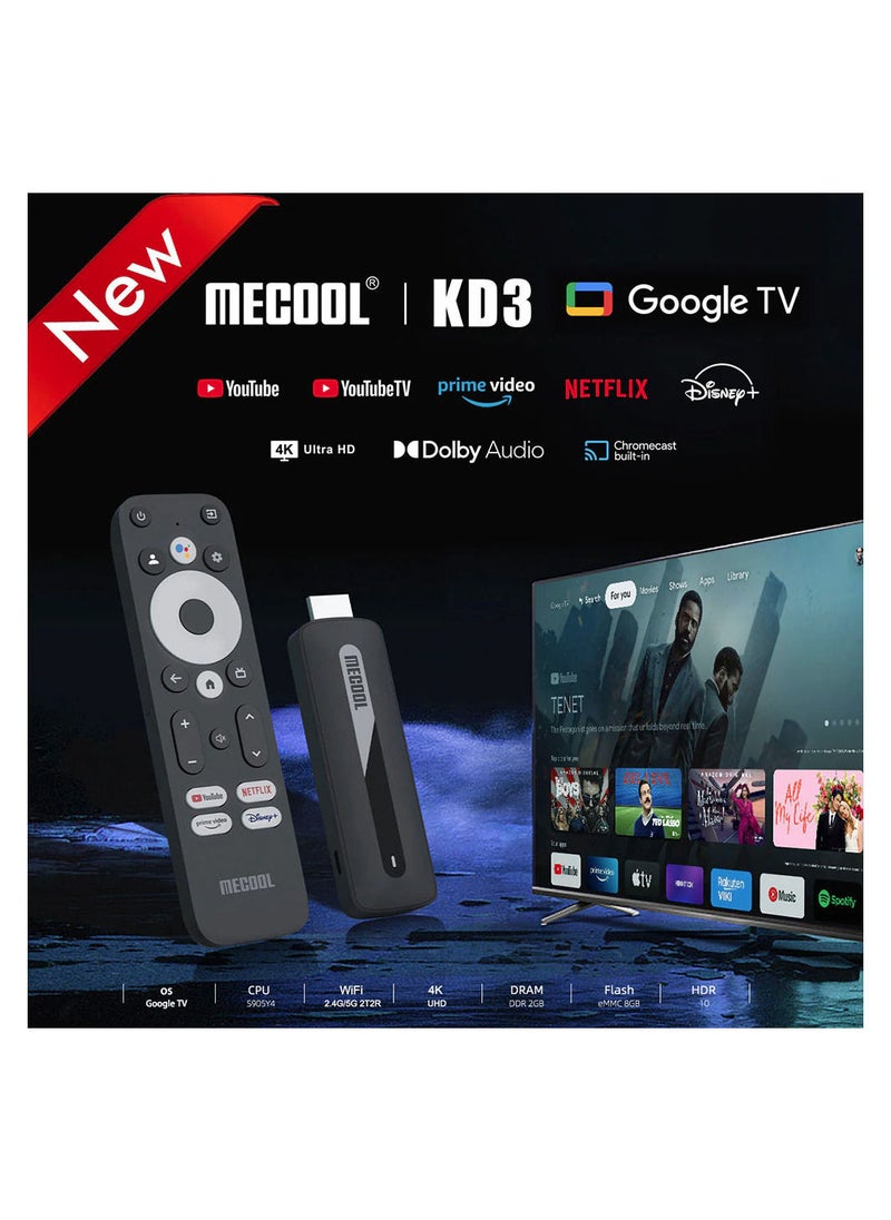 MECOOL - KD3 TV Stick 4K Android Google TV HDR Smart Media Player - Image 1
