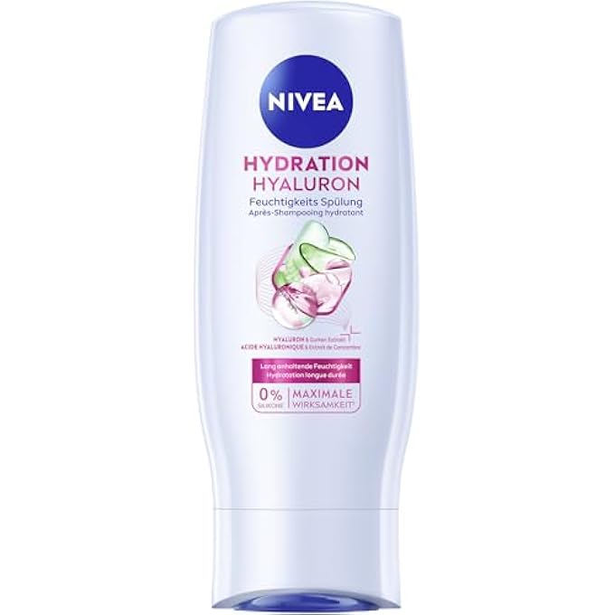 Nivea HYDRATION HYALURONIC MOISTURISING CONDITIONER (200 ML), MOISTURISING HAIR CONDITIONER WITH HYALURONIC & CUCUMBER EXTRACT, CONDITIONER FOR RADIANT SHINE & ELASTICITY