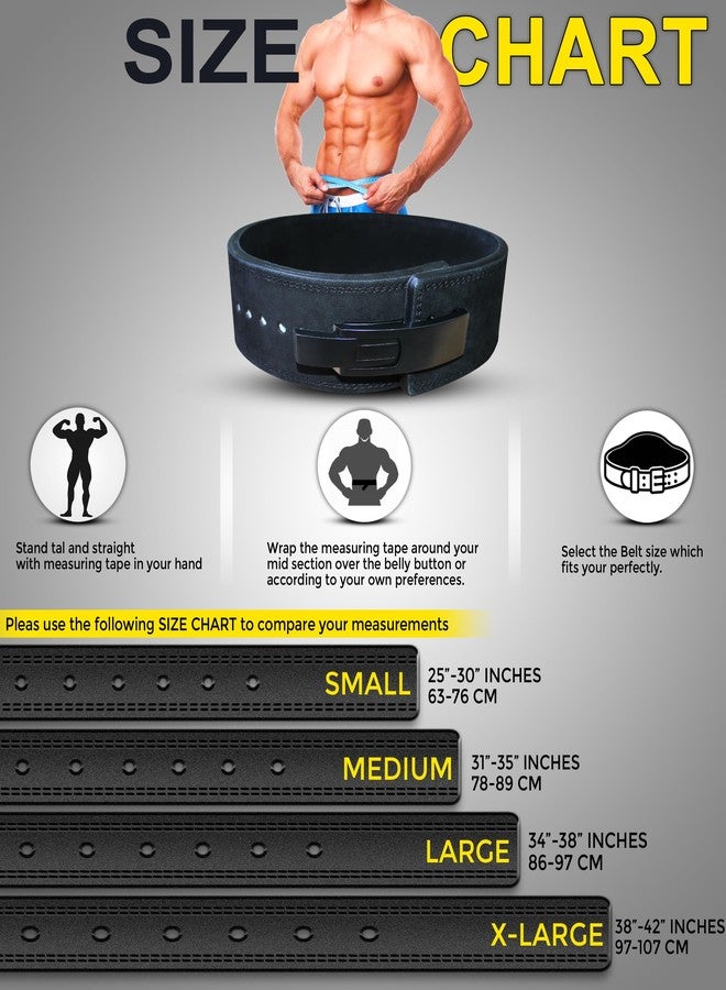 RAD Lever Weight Lifting Gym Belt for Men & Women, Size 25-42 Inches, Thick 10MM & Width 4 Inch, Jet Black Leather - Image 5