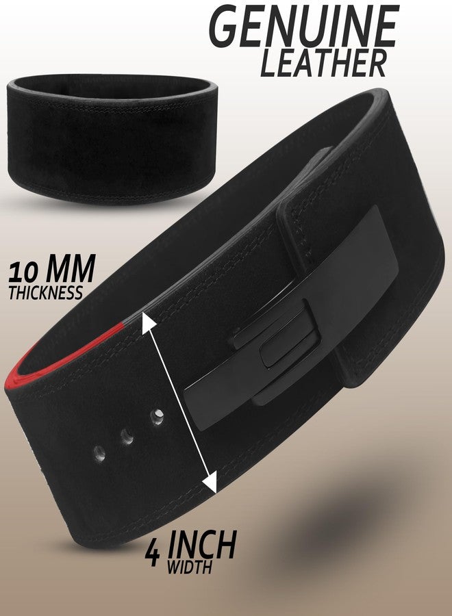 RAD Lever Weight Lifting Gym Belt for Men & Women, Size 25-42 Inches, Thick 10MM & Width 4 Inch, Jet Black Leather - Image 2