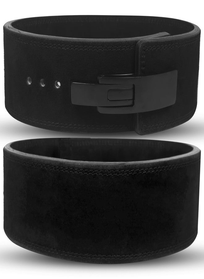 RAD Lever Weight Lifting Gym Belt for Men & Women, Size 25-42 Inches, Thick 10MM & Width 4 Inch, Jet Black Leather - Image 1