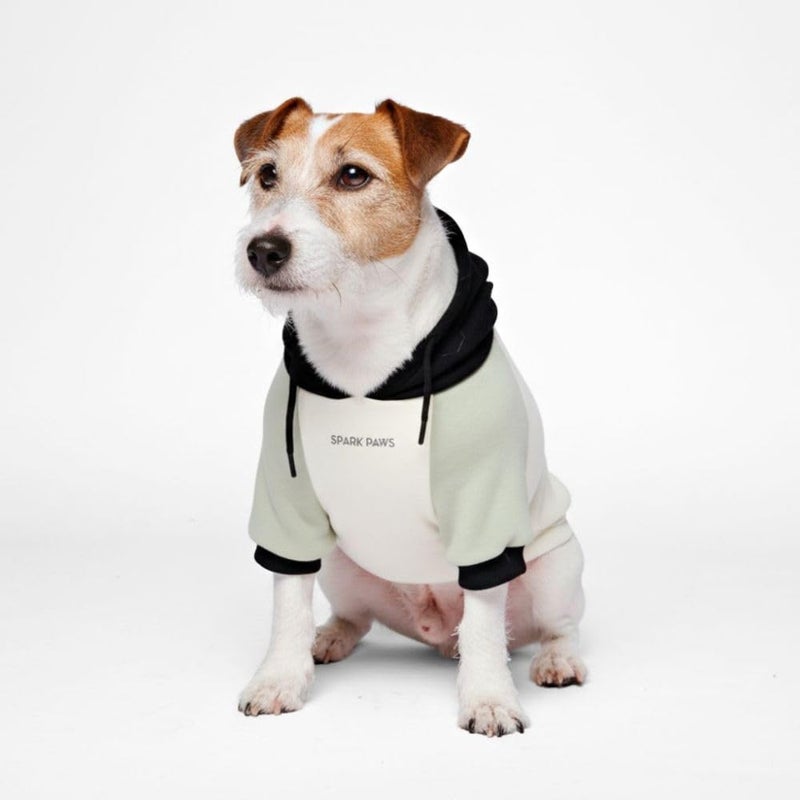 Spark Paws Dog Hoodie Premium Dog Sweater for Small Medium and Large Dogs Warm Outfits for French Bulldogs Pitbull Puppy Winter Jacket Alternative Olive Cream L - Image 2
