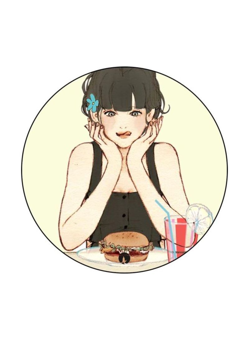 RKN A Girl Printed Mouse Pad  Beige/Black/Red