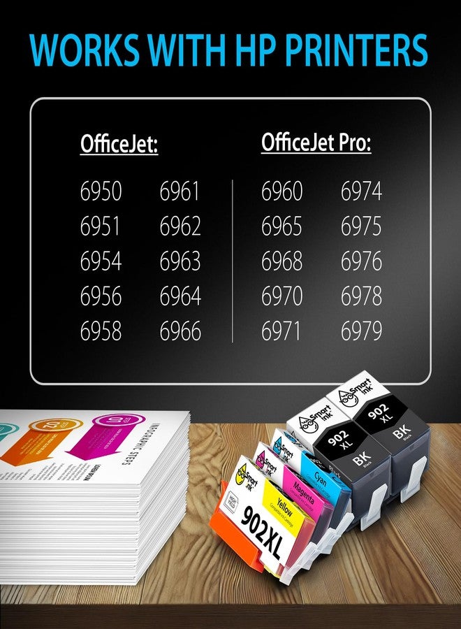 Smart Ink Compatible Ink Cartridge Replacement for HP 902XL 902XL (2 Black XL & C/M/Y XL 5 Combo Pack) to use with Officejet Pro 6978 6968 6974 6975 6960 Officejet 6951 6954 6956 6958 Printers - Image 3