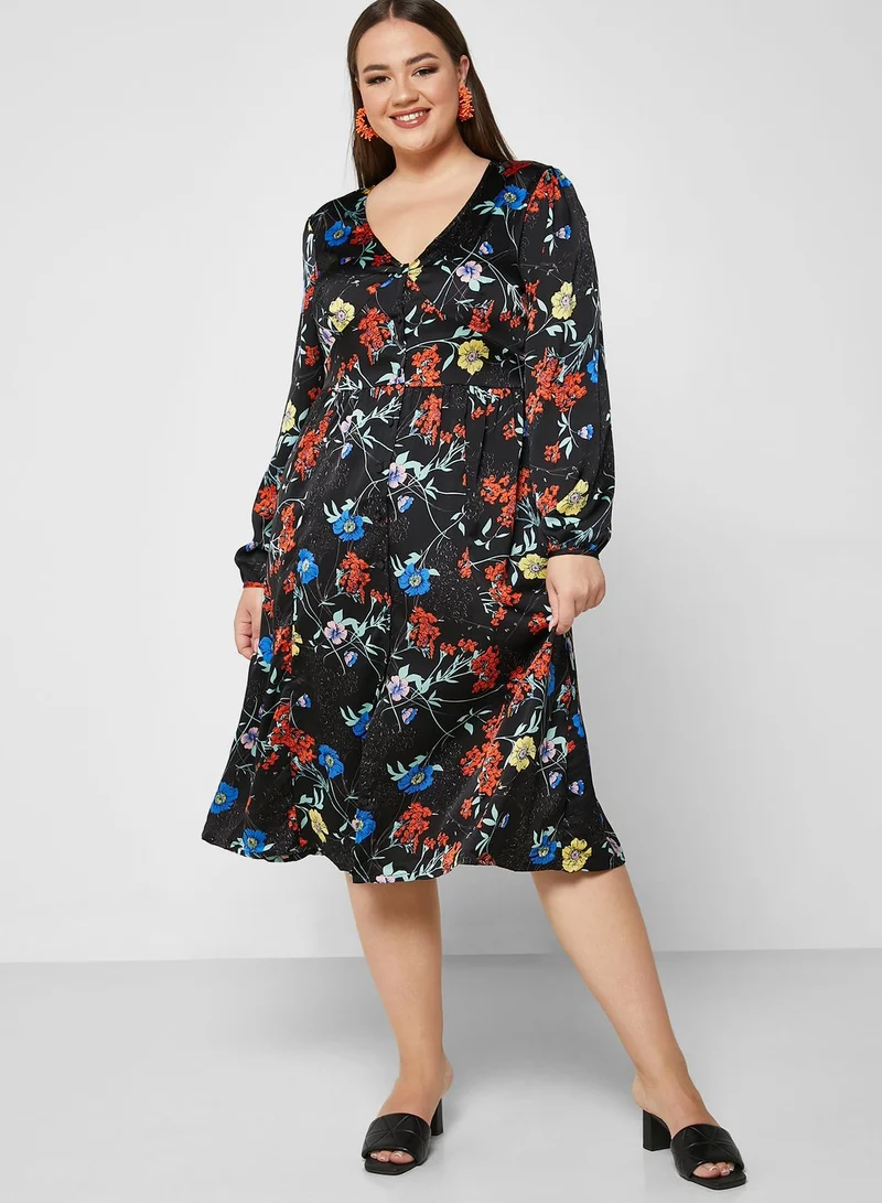 BRAVE SOUL Printed Fit & Flare Dress