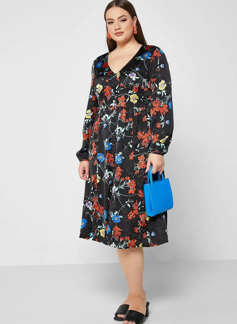BRAVE SOUL Printed Fit & Flare Dress