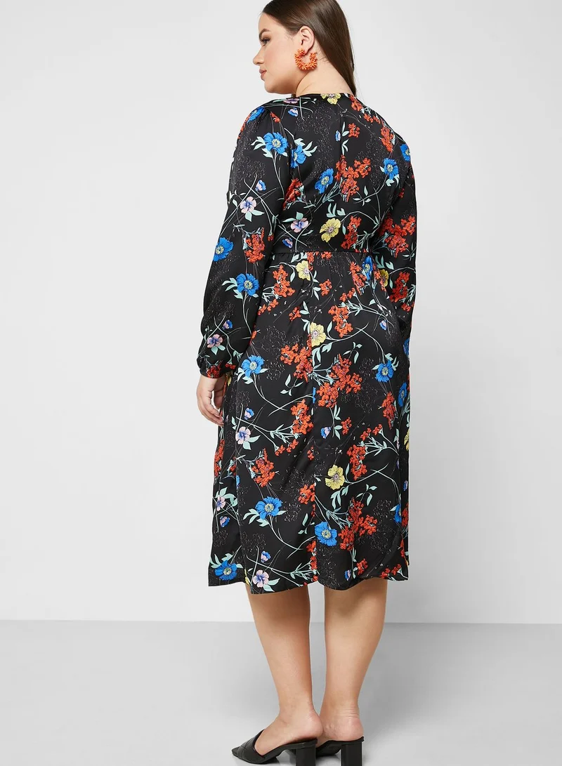 BRAVE SOUL Printed Fit & Flare Dress