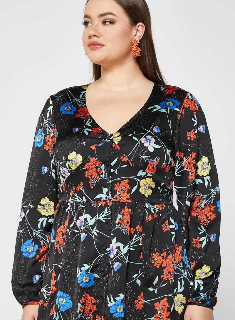 BRAVE SOUL Printed Fit & Flare Dress