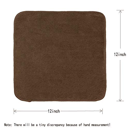 VeraSong Microfiber Dish Cloths Fast Drying Kitchen Cleaning Cloth Dish Rags Dust Cloths Ultra Absorbent Lint Free Washcloths with Poly Scrub Side 12inch x 12inch 8 Pack (Brown) - Image 5
