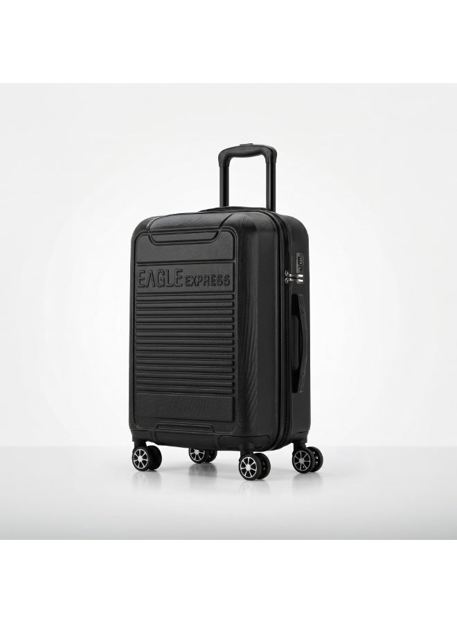 Eagle Express Defender 20 Inch Cabin Luggage Black, ABS Hard Shell Carry On Trolley Suitcase with Scratch Resistant Design, Silent Double Spinner Wheels, Anti-Theft Zipper, Soft Grip Handles and 2 Year Warranty - Image 1