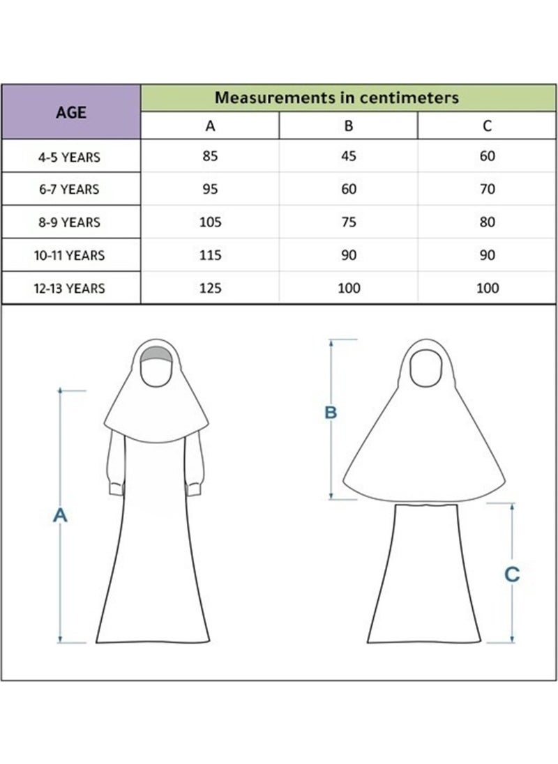 Elanesa  فستان صلاة عملي للبنات بأكمام بسحاب ومطاط ومطبوع عليه نجمة  - Image 3