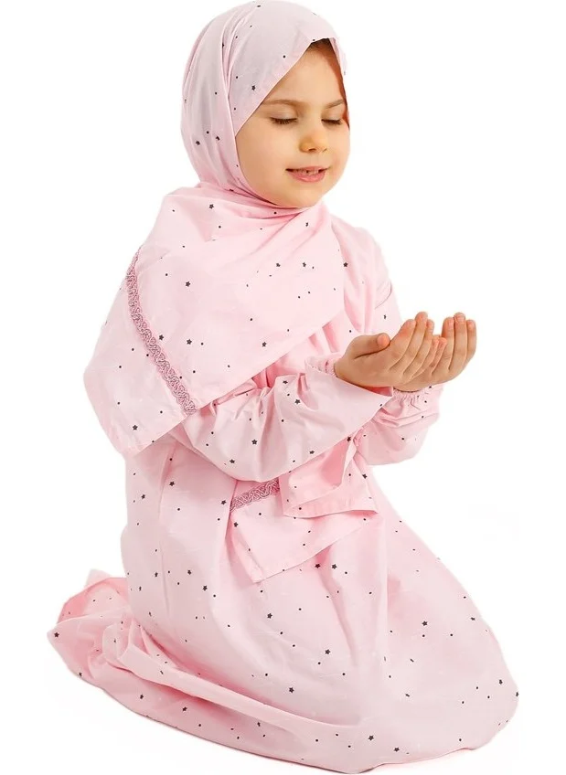 إلانيسا  Girl Child Practical Prayer Dress Zippered Sleeve Elastic Star Printed