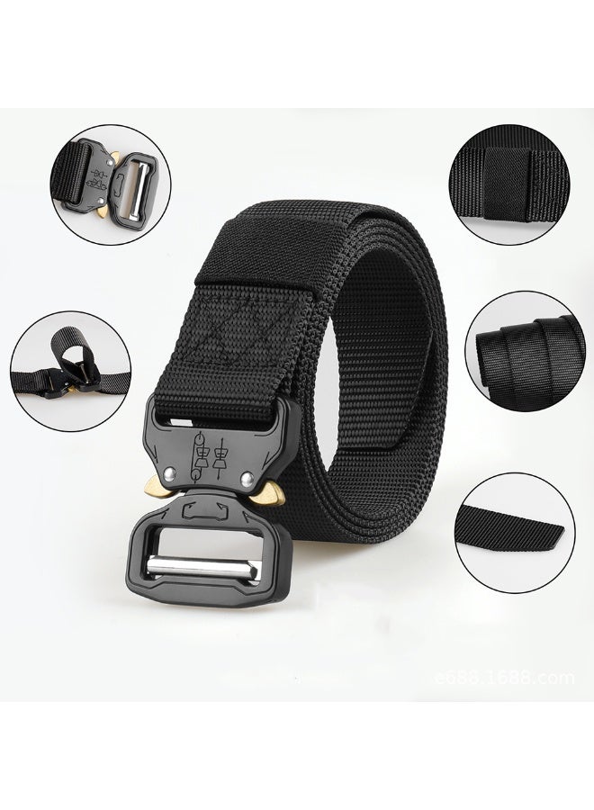 Men Military Style Work Hiking Outdoor Tactical Belts Nylon Breathable Heavy Duty Quick Release Metal Buckle Waist Belt - Image 4