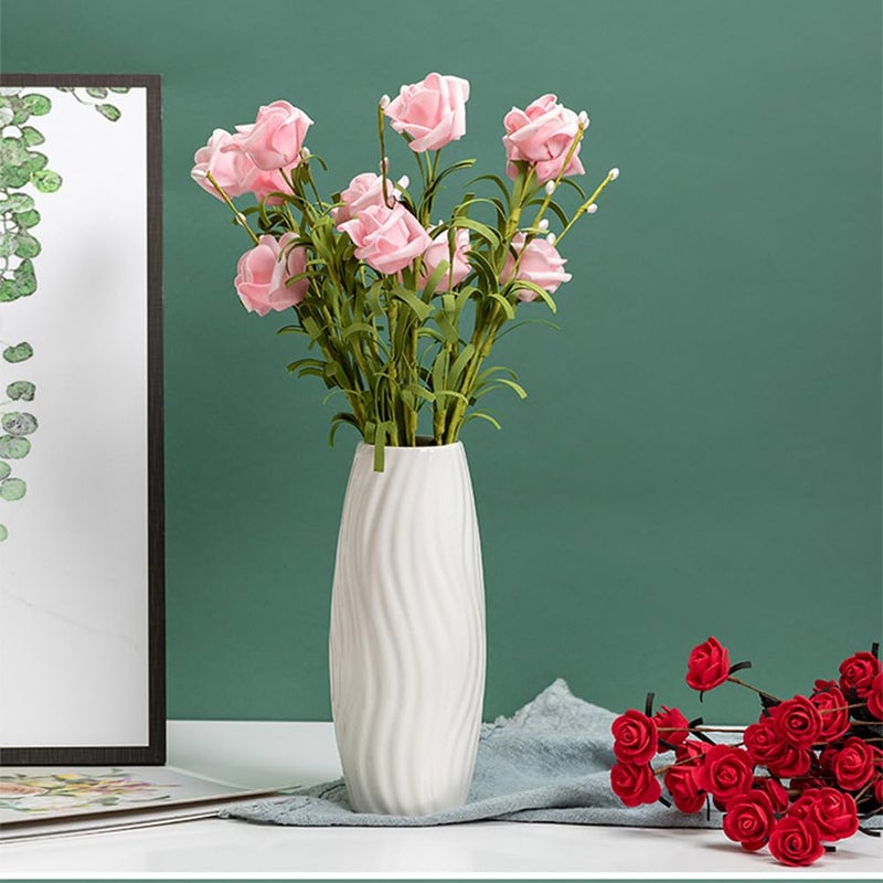 Valemoon Ceramic Vase, 8" H, Artistic Flower Vase Classic Style for Fireplace Bedroom Kitchen Living Room Centerpieces Office Desk, Fit for Holding Dried Flowers, Artificial Flowers, Floral Arrangement - Image 5