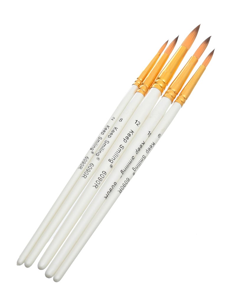Keepsmiling Keep Smiling Brush Set 5 Pieces Round Model 6090R – High-Quality Round Artist Brushes Offering Excellent Paint Retention, Smooth Control, and Durability for All Mediums - Image 1