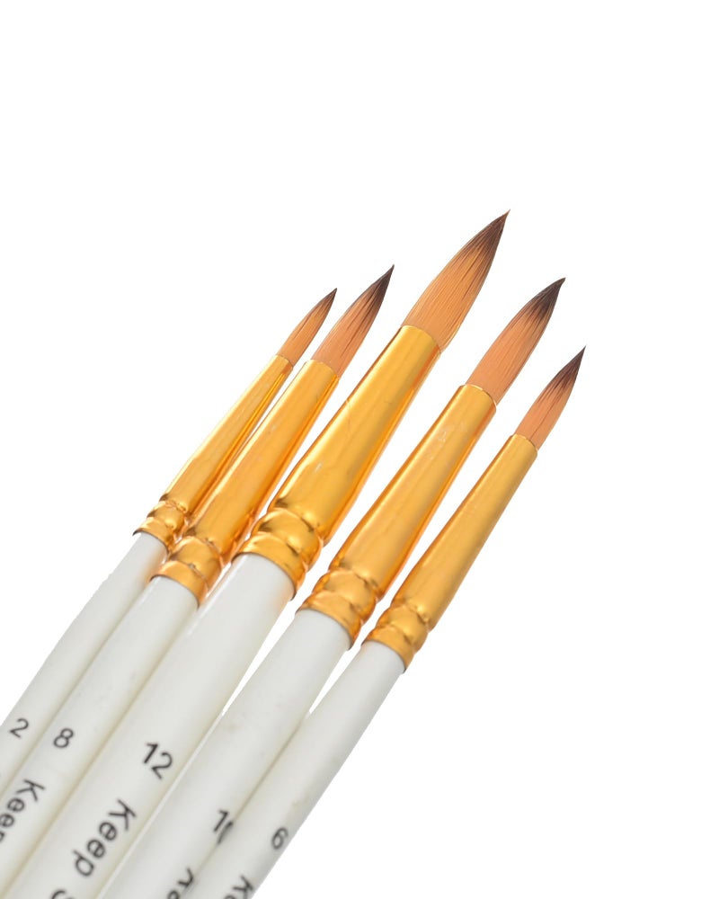 Keepsmiling Keep Smiling Brush Set 5 Pieces Round Model 6090R – High-Quality Round Artist Brushes Offering Excellent Paint Retention, Smooth Control, and Durability for All Mediums - Image 2