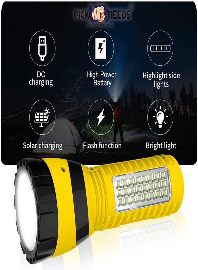 Pick Ur Needs Solar Rechargeable Emergency Long Range Search Torch Light(75 Watts + 24 SMD Yellow) - Image 4