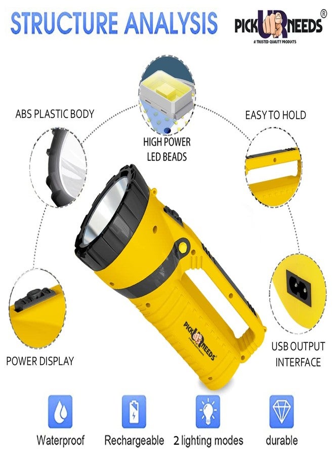 Pick Ur Needs Solar Rechargeable Emergency Long Range Search Torch Light(75 Watts + 24 SMD Yellow) - Image 3