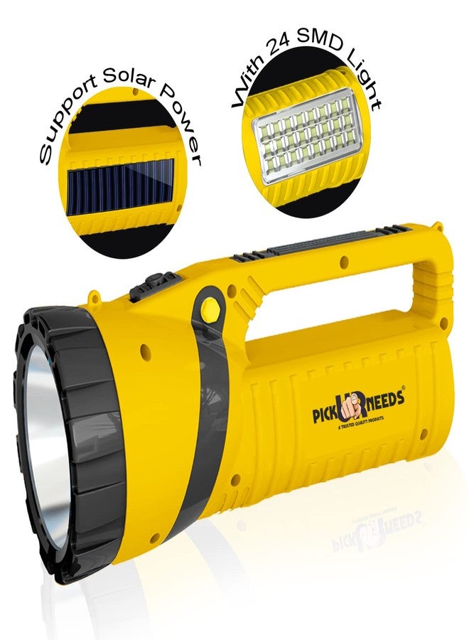 Pick Ur Needs Solar Rechargeable Emergency Long Range Search Torch Light(75 Watts + 24 SMD Yellow) - Image 2