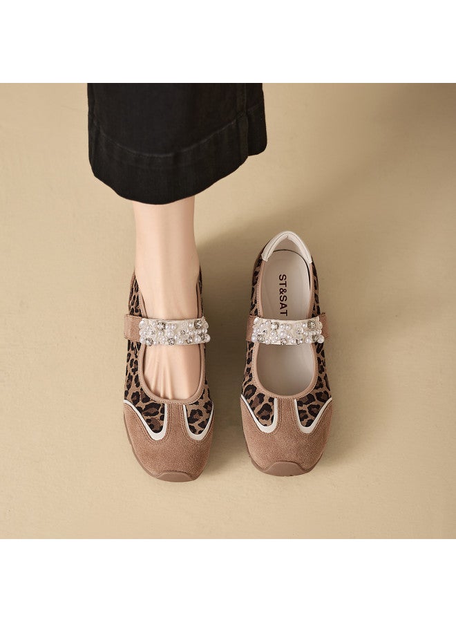 St&Sat Fashion Patchwork Sports Mary Jane Shoes Low Heel Comfortable Niche Design Round Toe Hook And Loop Women's Casual Shoes - Image 2