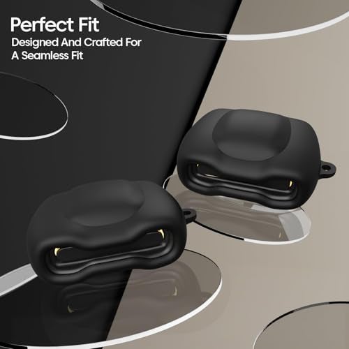 Sounce Earphone Case Cover Compatible for Boult Audio UFO, Soft Silicone Skin Case Cover Shock-Absorbing Protective Case with Keychain [Front LED Visible] (Black) - Image 2