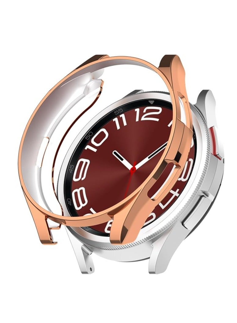 حافظة حماية ممتصة للصدمات من  لساعة سامسونج جالاكسي 6 الكلاسيكية 47 ملم، [بدون فيلم شاشة] حافظة حماية مرنة خفيفة الوزن ولامعة من مادة TPU لساعة جالاكسي 6 الكلاسيكية 47 ملم - ذهبي وردي - Image 1