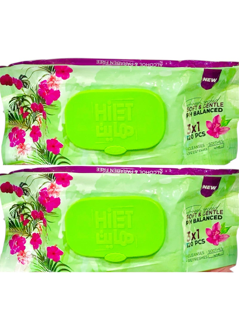 Hiet Fresh Wet Wipes Fresh Tulip120 Wipes (2Pc)