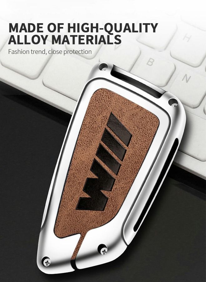 GROIC For BMW Key Fob Cover Case, Zinc Alloy & Genuine Cowhide Cover Key Holder for BMW 2 5 6 7 X1 X2 X3 X5 X6 Series Full Cover Protection Smart Remote Keyless Key Fob Shell - Image 5