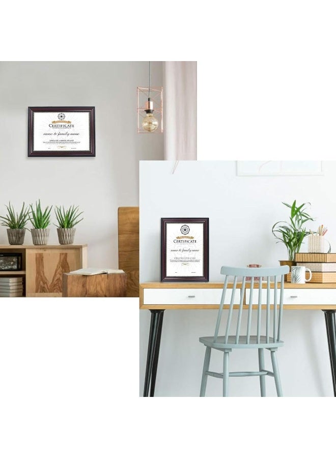 Decorhills Decorhills A4 Certificate Frame, Real Glass, Wall Mounted & Tabletop Display, Mahogany with Gold Beaded, Frame Size 26.5x35.3cm (1)  - Image 2