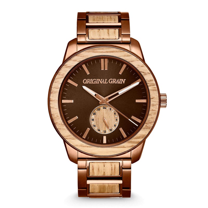 Original Grain Whiskey Espresso Barrel Watch 46mm Wooden Watch for Men Crafted from Reclaimed Whiskey Barrels 316L Stainless Steel ScratchResistant 5ATM Water Resistant Smooth Luxury Gift - Image 2