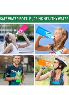 Vitacelli Foldable Sports Bottle,4 Pcs Colorful Reusable Drink Pouches Bags,480ml Collapsible Water Bottles for Outdoor Sports,Biking,Hiking,Travel  - Image 2