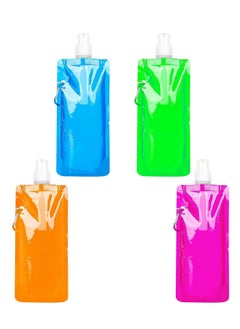 Vitacelli Foldable Sports Bottle,4 Pcs Colorful Reusable Drink Pouches Bags,480ml Collapsible Water Bottles for Outdoor Sports,Biking,Hiking,Travel  - Image 1