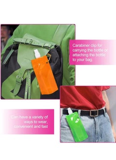 Vitacelli Foldable Sports Bottle,4 Pcs Colorful Reusable Drink Pouches Bags,480ml Collapsible Water Bottles for Outdoor Sports,Biking,Hiking,Travel  - Image 5