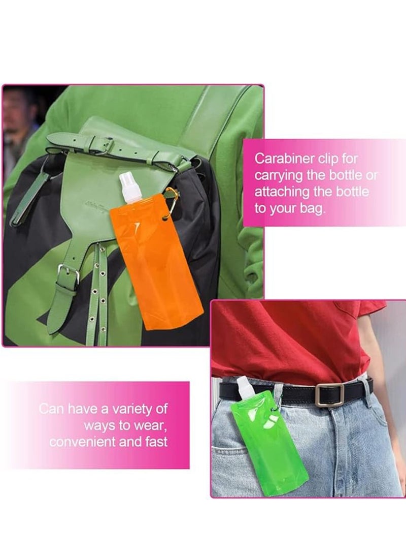Vitacelli Foldable Sports Bottle,4 Pcs Colorful Reusable Drink Pouches Bags,480ml Collapsible Water Bottles for Outdoor Sports,Biking,Hiking,Travel  - Image 5