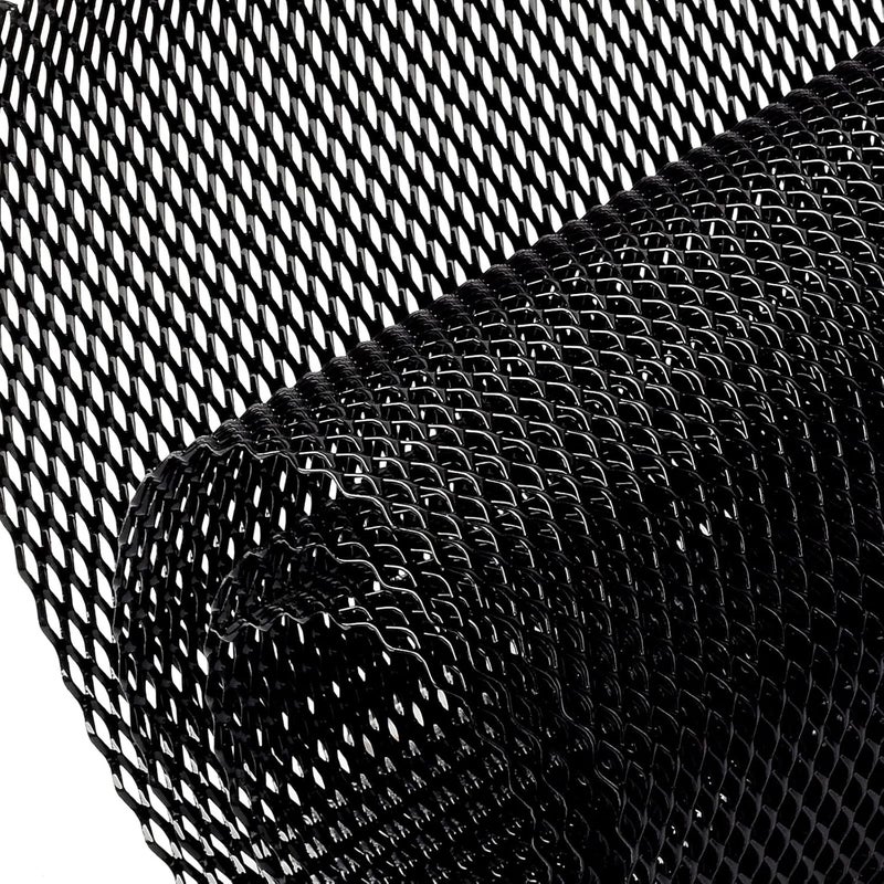 AggAuto Universal 40"x13" Car Grill Mesh - 100x33cm Aluminum Alloy Automotive Grille Insert Bumper 5x10mm Rhombic Hole, One of the Most Multifunctional Shape Grids Black - Image 1