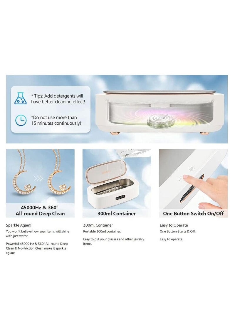مصغرة بالموجات فوق الصوتية الأنظف مجوهرات 300ml المحمولة بالموجات فوق الصوتية الأنظف نظارات المهنية أطقم الأسنان ووتش الحلاقة القرط قلادة خاتم أداة تنظيف الأشياء الصغيرة - Image 4