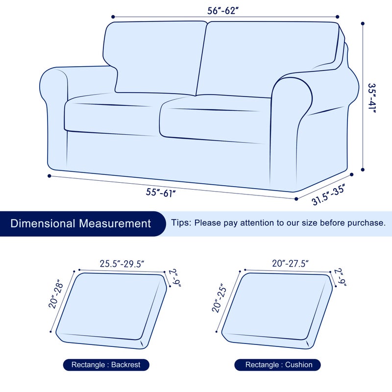SUBRTEX 5 Pieces Stretch Sofa Slipcover Sets Couch Cover Sets Backrest Cushion Covers Furniture Protector Collection Set for Oversize Sofa Loveseat Chair Slip Covers(Medium  Teal) - Image 2
