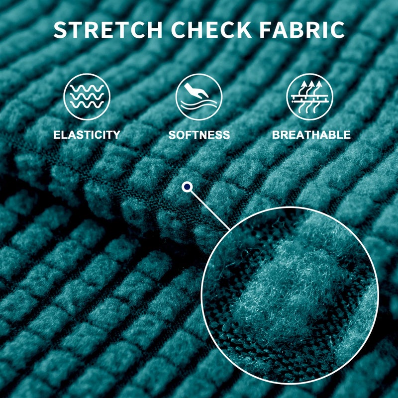 SUBRTEX 5 Pieces Stretch Sofa Slipcover Sets Couch Cover Sets Backrest Cushion Covers Furniture Protector Collection Set for Oversize Sofa Loveseat Chair Slip Covers(Medium  Teal) - Image 4