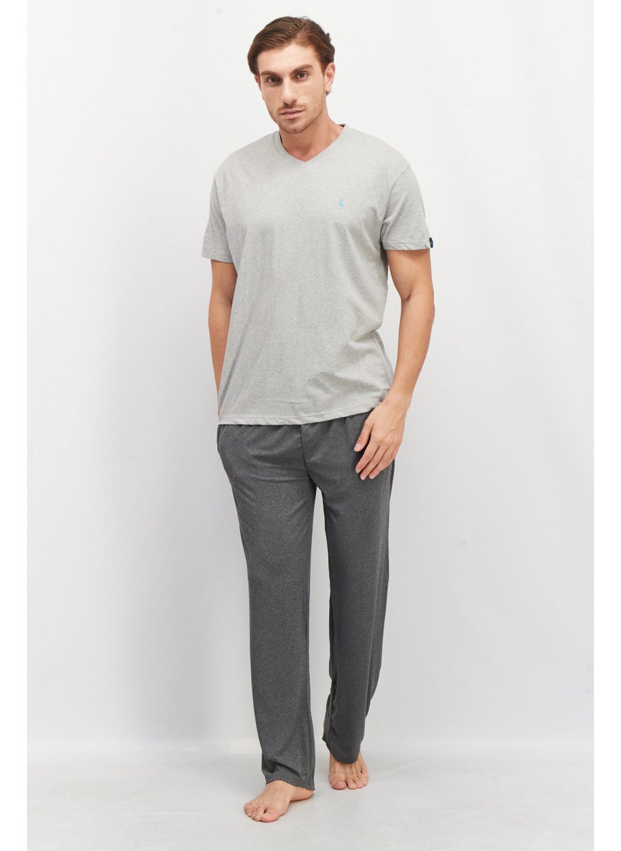 Tailorbyrd Men V-Neck Short Sleeve Heather T-Shirt, Grey  - Image 2
