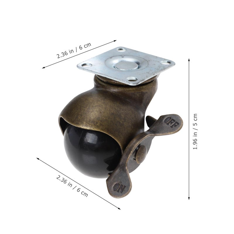 1 5 Inch Retro Furniture Casters With Brake 4 Pack Swivel Ball Wheels For Cabinet Desk - Image 3