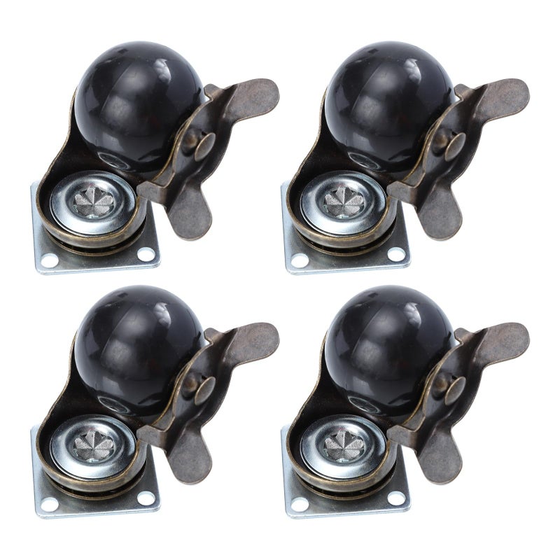 1 5 Inch Retro Furniture Casters With Brake 4 Pack Swivel Ball Wheels For Cabinet Desk - Image 2