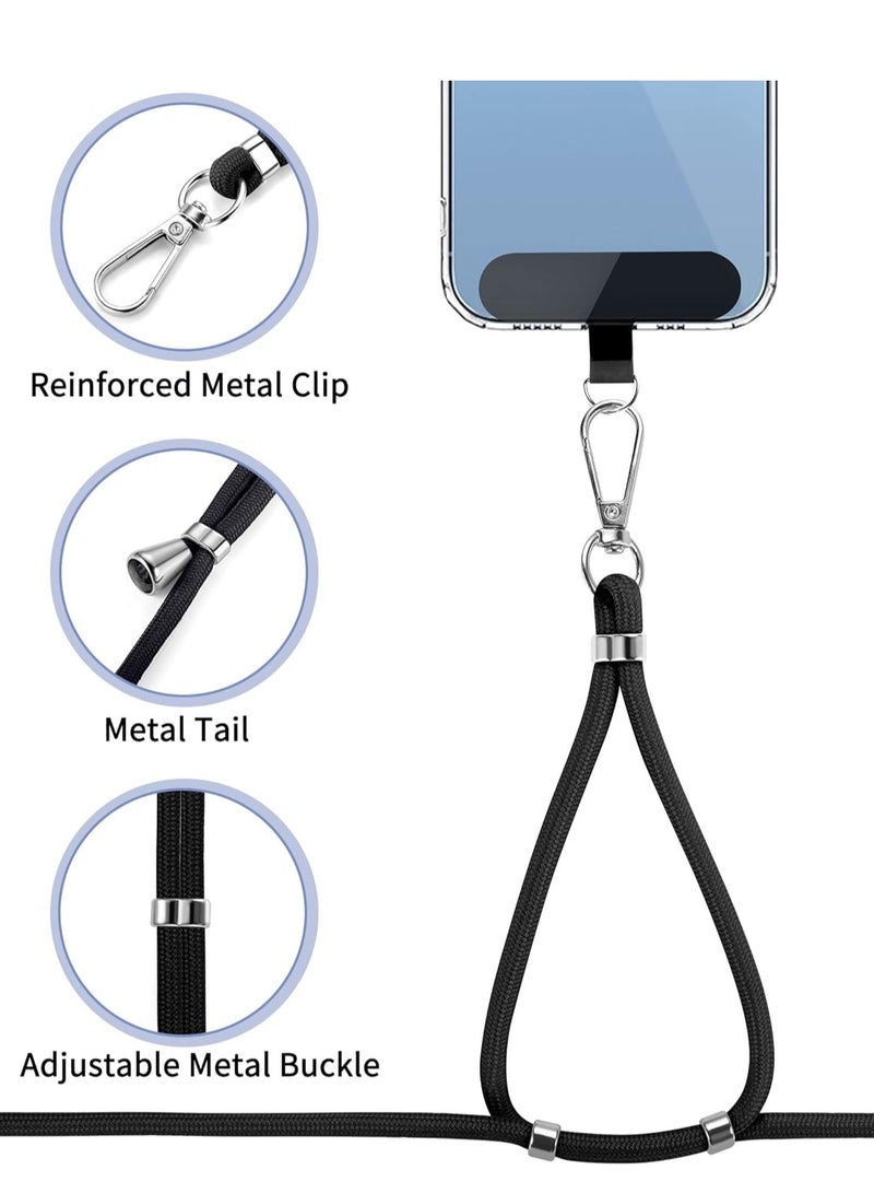 T NEWFUN Phone Lanyard Set – Adjustable Neck Strap (66cm) + Wrist Strap (20cm) + 2 Non-Adhesive Tether Tabs – Universal Hands-Free Holder for iPhone, Android & More（black） - Image 2