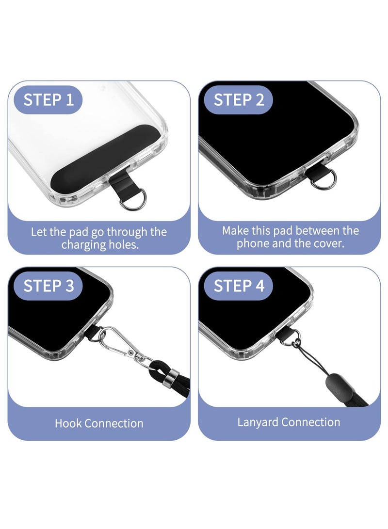 T NEWFUN Phone Lanyard Set – Adjustable Neck Strap (66cm) + Wrist Strap (20cm) + 2 Non-Adhesive Tether Tabs – Universal Hands-Free Holder for iPhone, Android & More（black） - Image 4