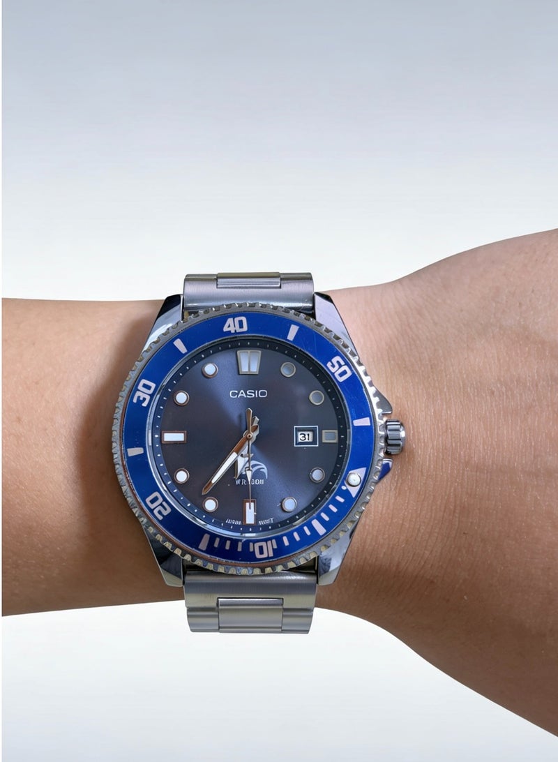 CASIO Casio YOUTH Series-Swordfish, marlin, blue water ghost 200 meters waterproof sports wind Shi Ying movement stainless steel strap Japanese and Korean watch men's watch blue dial - Image 3