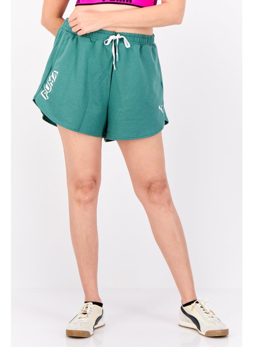 PUMA Women Relaxed Fit Outdoor Shorts, Green  - Image 1