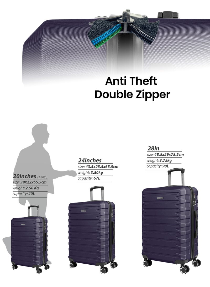 PARAJOHN AeroShield Lightweight ABS Hard Side 8 Wheels Spinner Luggage checked in  Trolley Bag with Lock 28 Inch - Navy Blue - Image 5