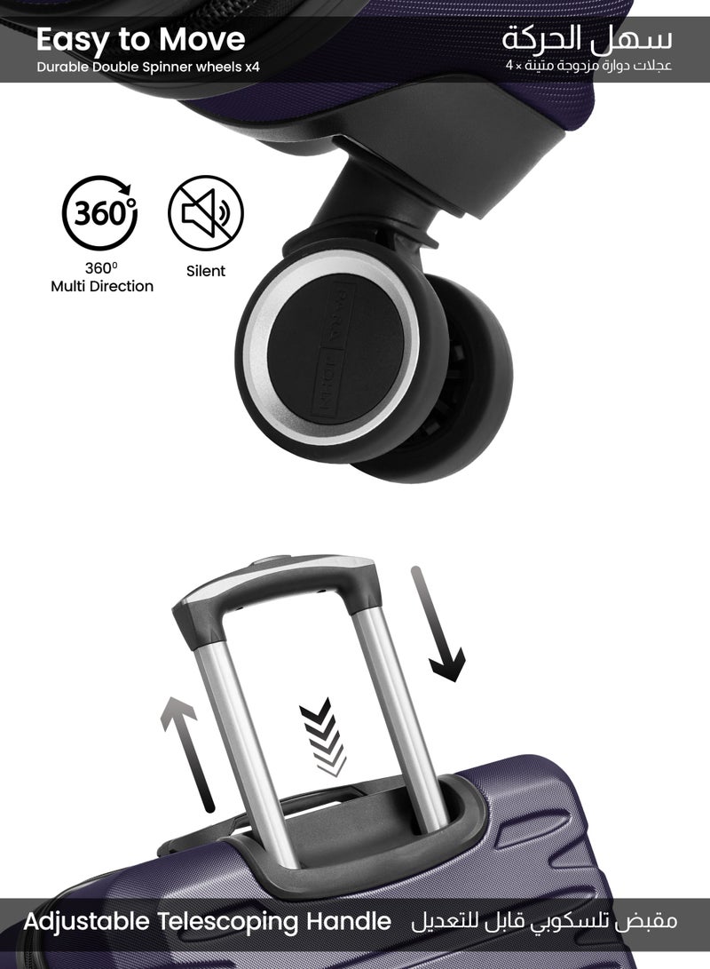 PARAJOHN AeroShield Lightweight ABS Hard Side 8 Wheels Spinner Luggage checked in  Trolley Bag with Lock 28 Inch - Navy Blue - Image 3