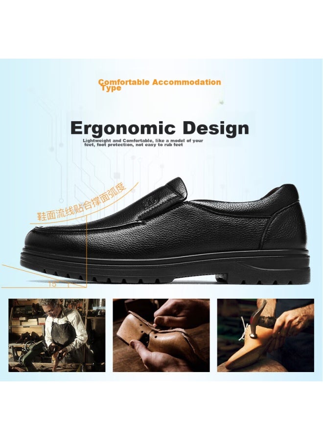 Laorentou Leather Shoes For Men, Business Casual Shoes, Top-grain Cowhide Slip-on, Wear-resistant Men's Shoes, Soft Upper Men's Shoes, 19009 Black, Size 41 - Image 4