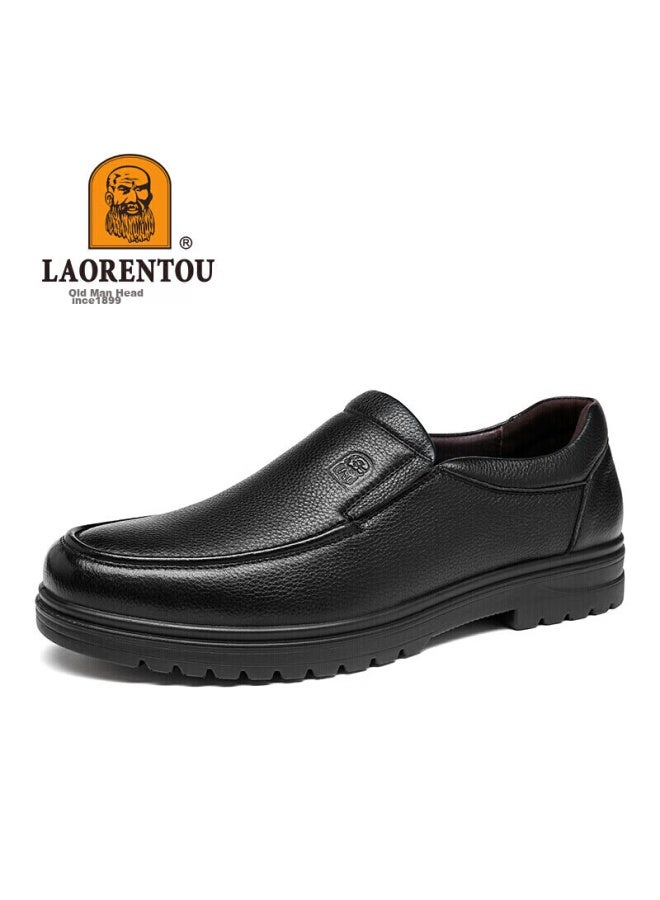 Laorentou Leather Shoes For Men, Business Casual Shoes, Top-grain Cowhide Slip-on, Wear-resistant Men's Shoes, Soft Upper Men's Shoes, 19009 Black, Size 41 - Image 5